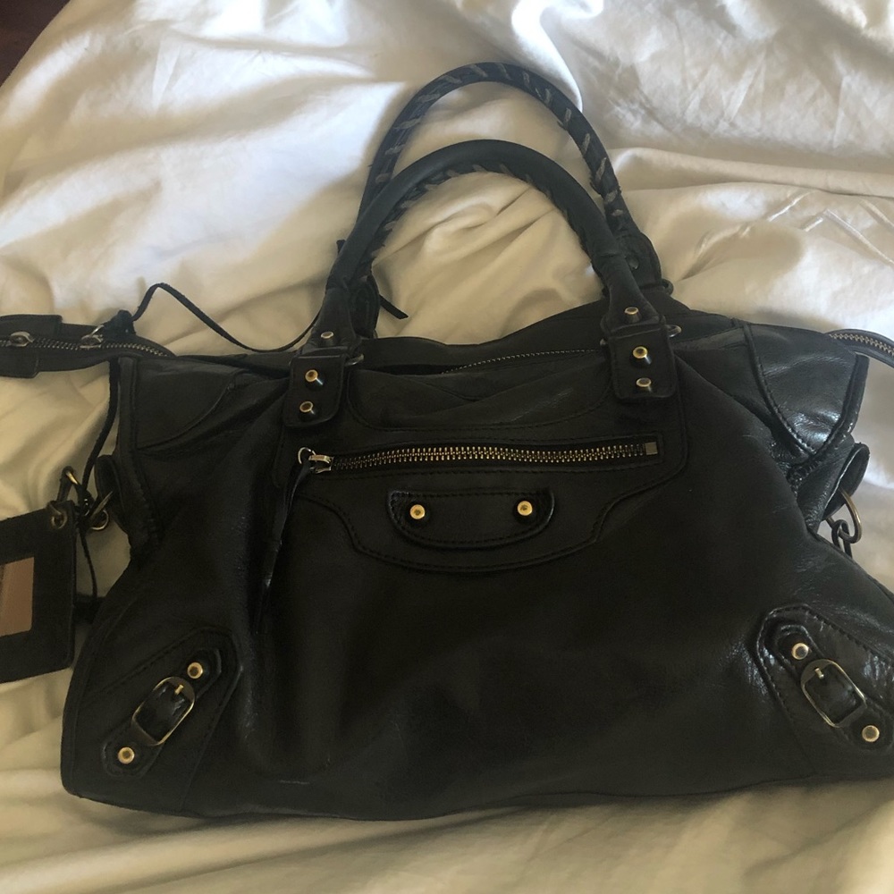 Black bag with shoulder strap